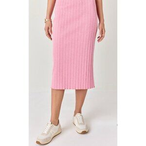 Francesca’s Pink Fanny Textured Knit Midi Skirt Sz S